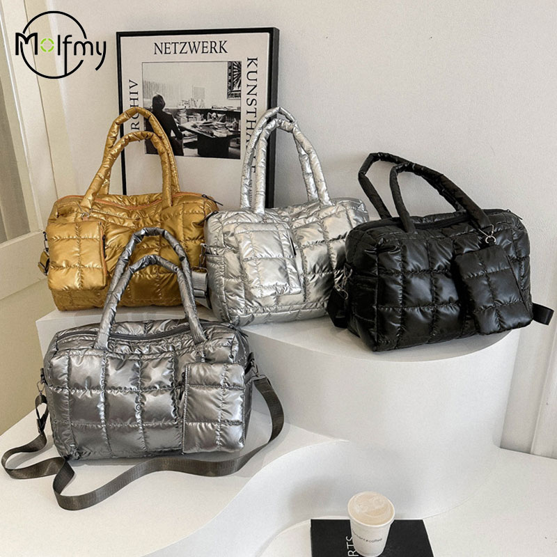 Shoulder Bag Structured - 大容量のコットンパッド入りハンドバッグ,豪華なスペースバッグ,防水ショルダーバッグ,2個