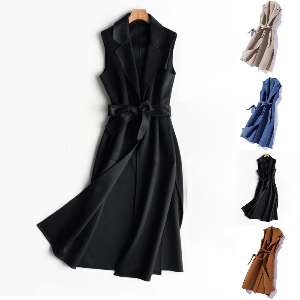 Women Formal Wear Stitching - 女性サーマルターンダウンカラーノースリーブオープンステッチカーディガンチョッキエレガントなノッチカラーベスト春冬オフィスウェア用