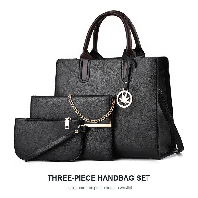 Shoulder Bag Structured - レディース3点ハンドバッグセット 大容量トートバッグ ショルダーバッグ クロスボディバッグ スウィートファッション ストラクチャードトップハンドルバッグ