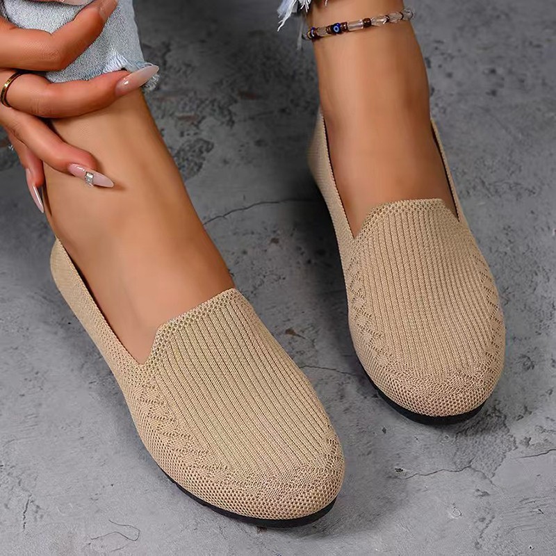 Formal Women Daily Wear Shoes - 女性のニットローファー軽量アンチスリップ女性フラットシューズ日常カジュアルウェア快適なフォーマルシューズ女性バレエフラットシューズ