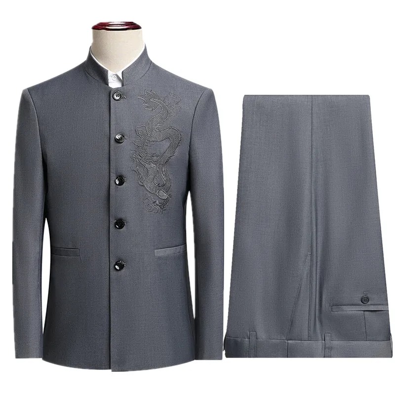 新中国風メンズスーツ上下セットシングルボタンジャケットパンツ - Women Formal Wear M&S のレビューと価格