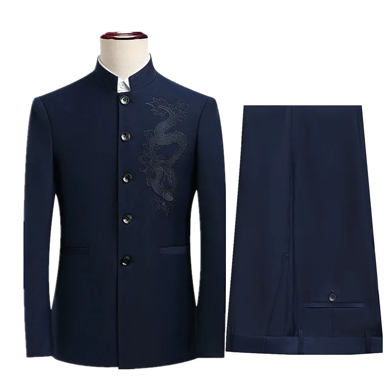 新中国風メンズスーツ上下セットシングルボタンジャケットパンツ - Women Formal Wear M&S のレビューと価格