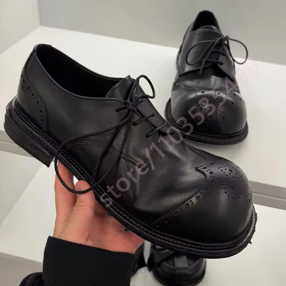 ヴィンテージ2026ブラックレザーダービーシューズ メンズ  - Formal Women Daily Wear Shoes のレビューと価格