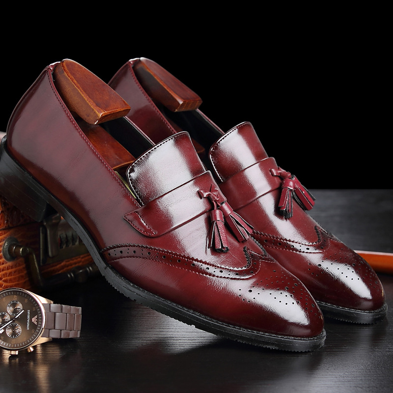 クラシックなメンズレザータッセルローファー、手作りのスリッポ - Formal Women Daily Wear Shoes のレビューと価格
