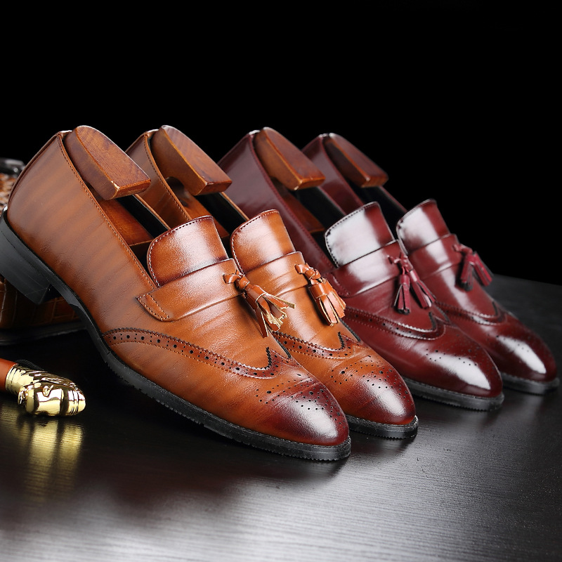 クラシックなメンズレザータッセルローファー、手作りのスリッポ - Formal Women Daily Wear Shoes のレビューと価格