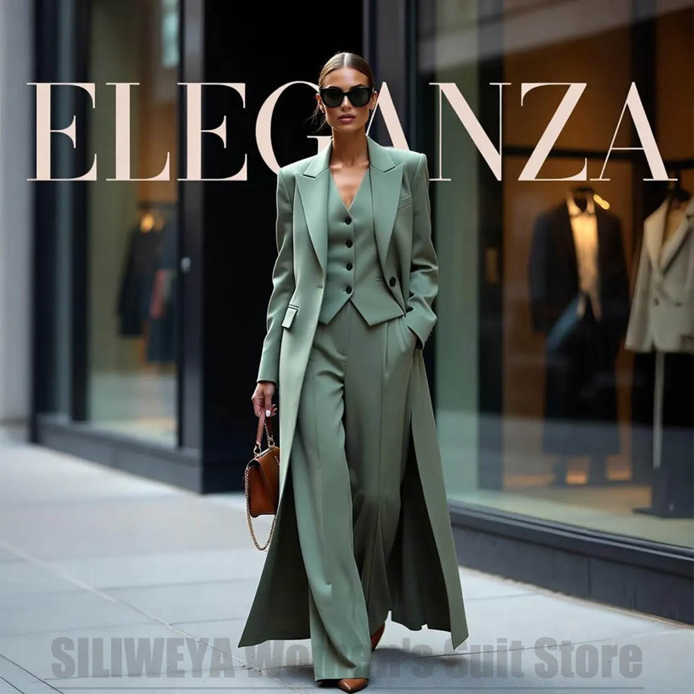シックなレディーススーツ3点セット、ピークドラペル、ワンボタ - Women Formal Wear Office のレビューと価格