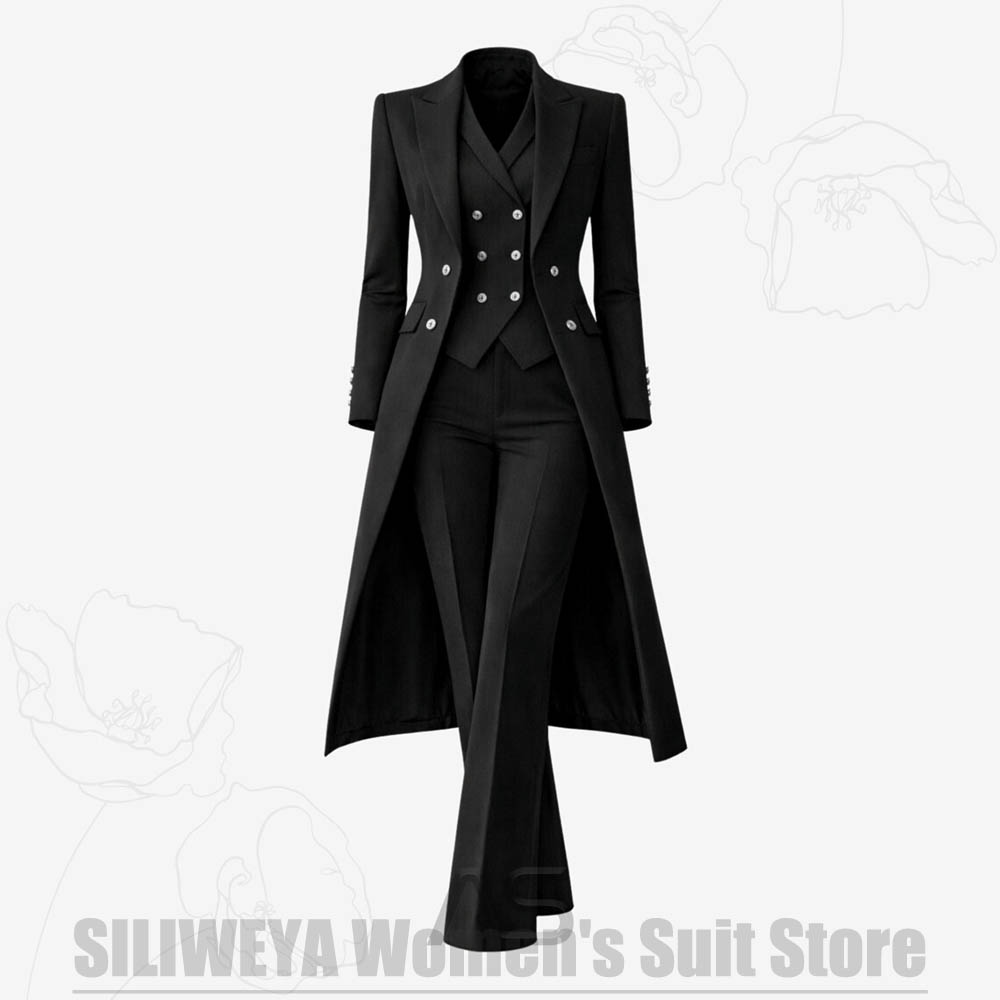 レディーススーツ 3ピース ダブルブレスト ロングコート ベ - Women Formal Wear Office のレビューと価格