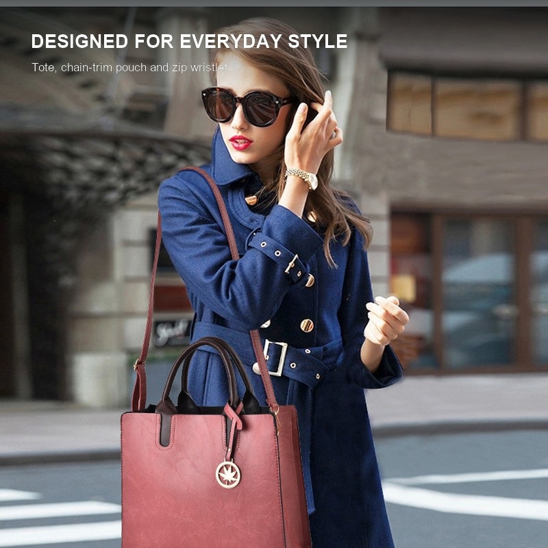 レディース3点ハンドバッグセット 大容量トートバッグ ショル - Shoulder Bag Structured のレビューと価格