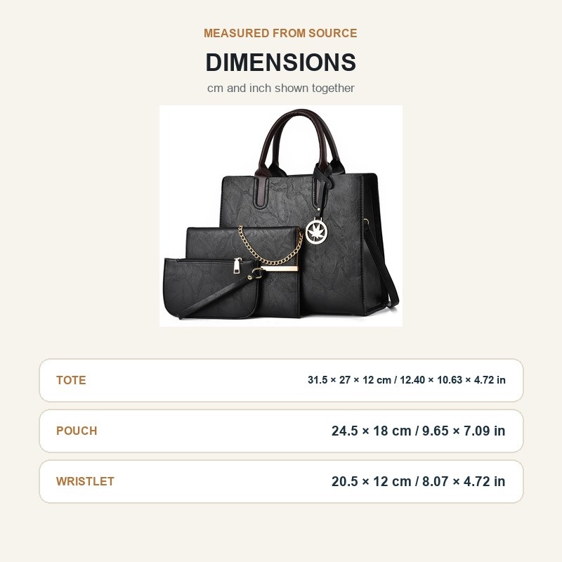 レディース3点ハンドバッグセット 大容量トートバッグ ショル - Shoulder Bag Structured のレビューと価格