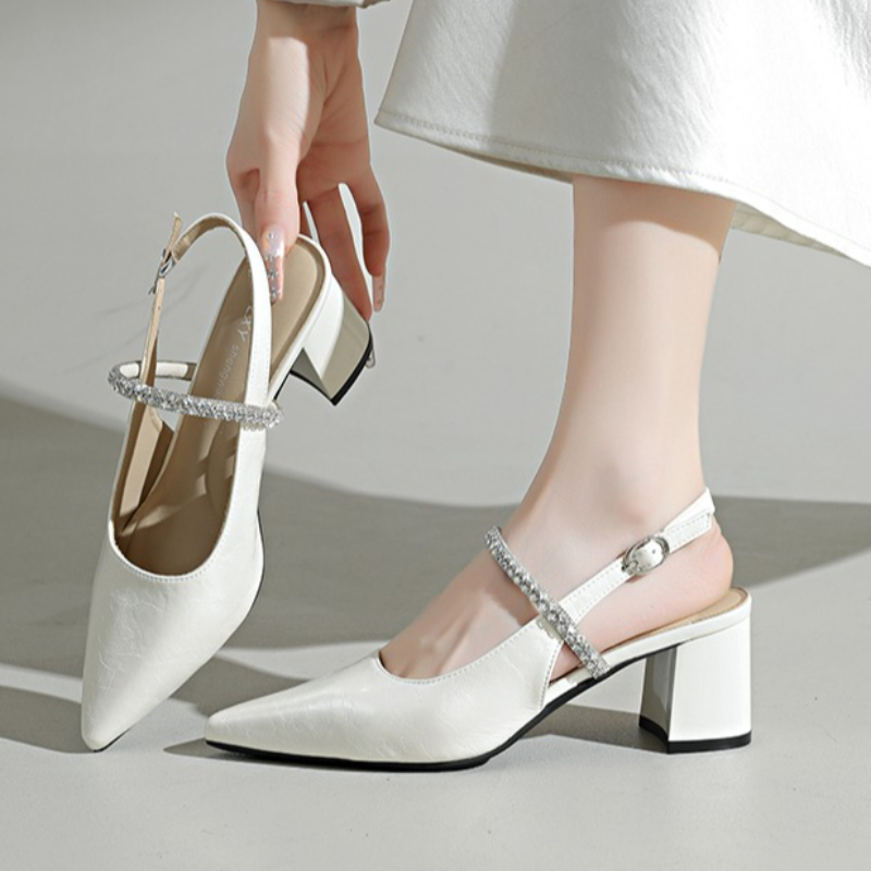 レディース スクエアトゥ ラインストーン アンクルストラップ - Formal Women Daily Wear Shoes のレビューと価格