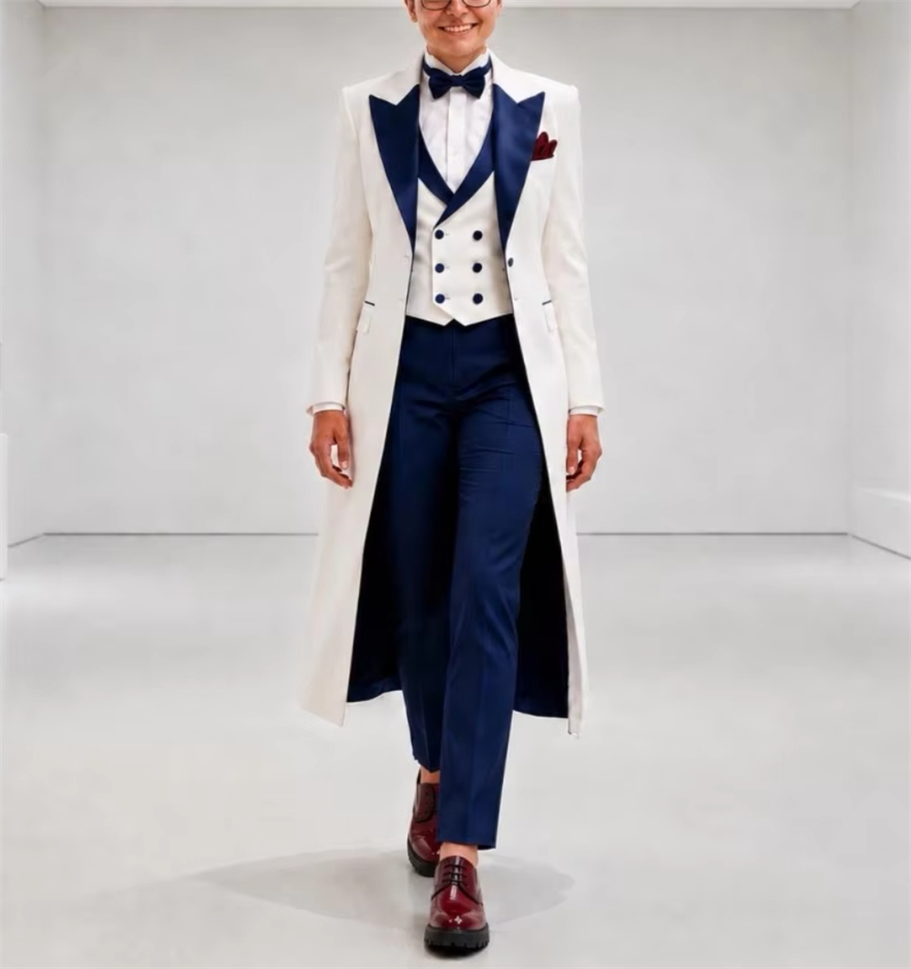ネイビーブルーとホワイトのレディースジャケットスーツ エレガ - Women Formal Wear Office のレビューと価格